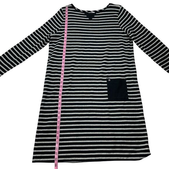J Jill Women's Sweater Dress Size Large Tall Black Gray Striped Long Sleeve - Picture 9 of 11